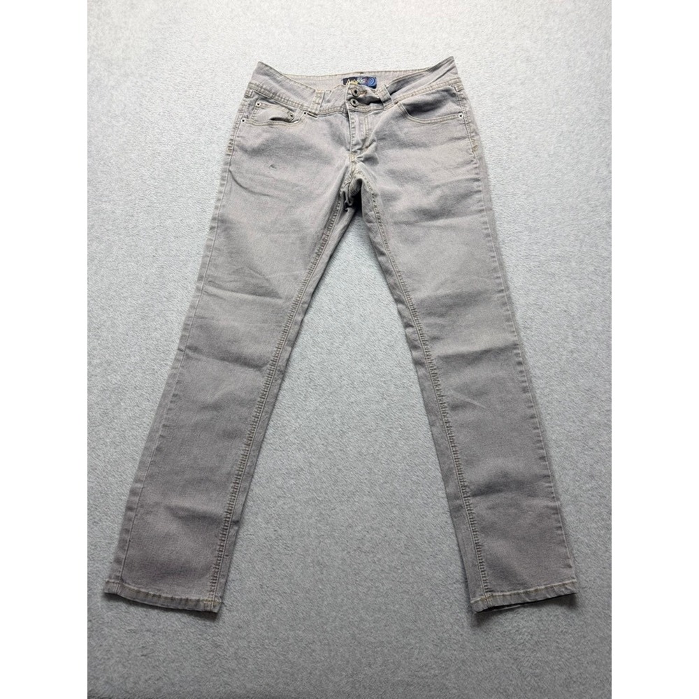 Angels Jeans Womens Gray Straight Leg Denim Pants Double Button Size 7/8